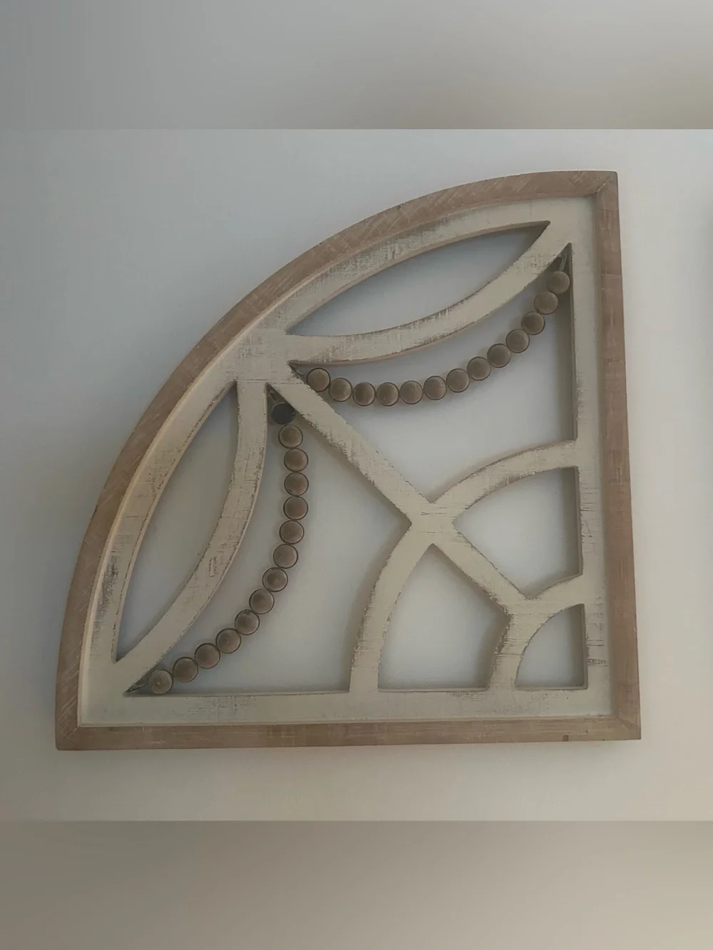 Neutral Wooden Arch Wall Decor Pair - Rustic Cream and Natural Wood